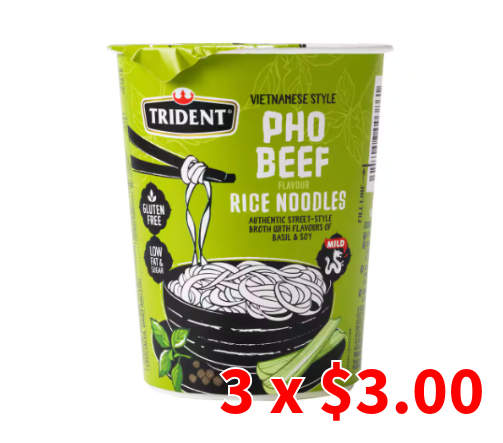 Credit your Account with 3 Hot cups of Trident Pho Beef Instant Noodles! (Pickup at Auckland Central store)