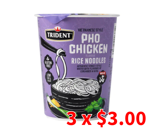 Credit your Account with 3 Hot cups of Trident Pho Chicken Instant Noodles! (Pickup at Auckland Central store)